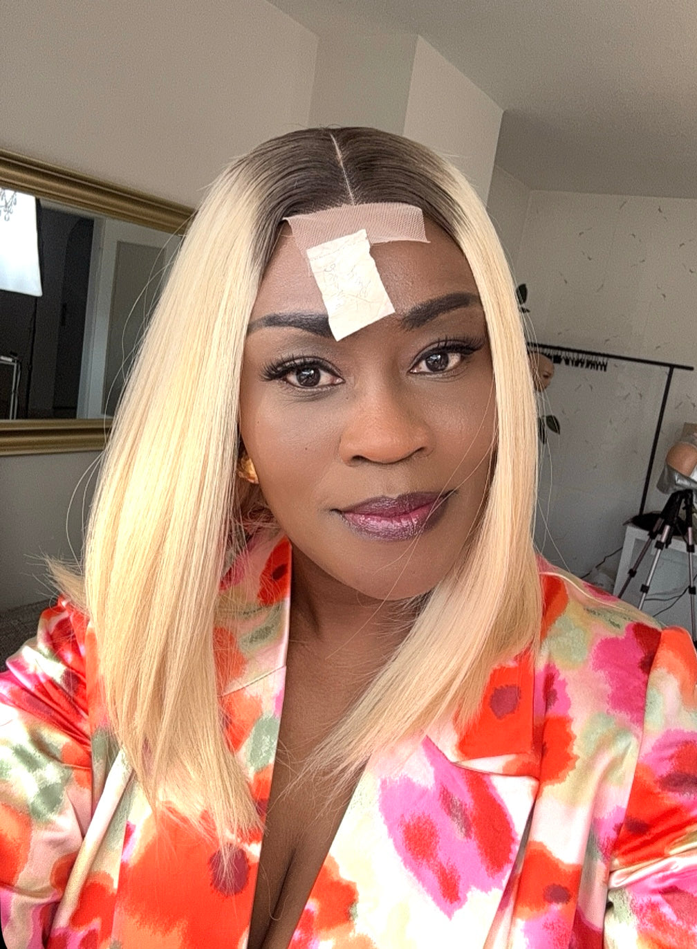 Ombre Grey Blonde Vietnamese Super Double Drawn Straight Wig