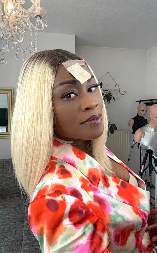 #3 Ombre Grey Blonde Vietnamese Super Double Drawn Straight Wig