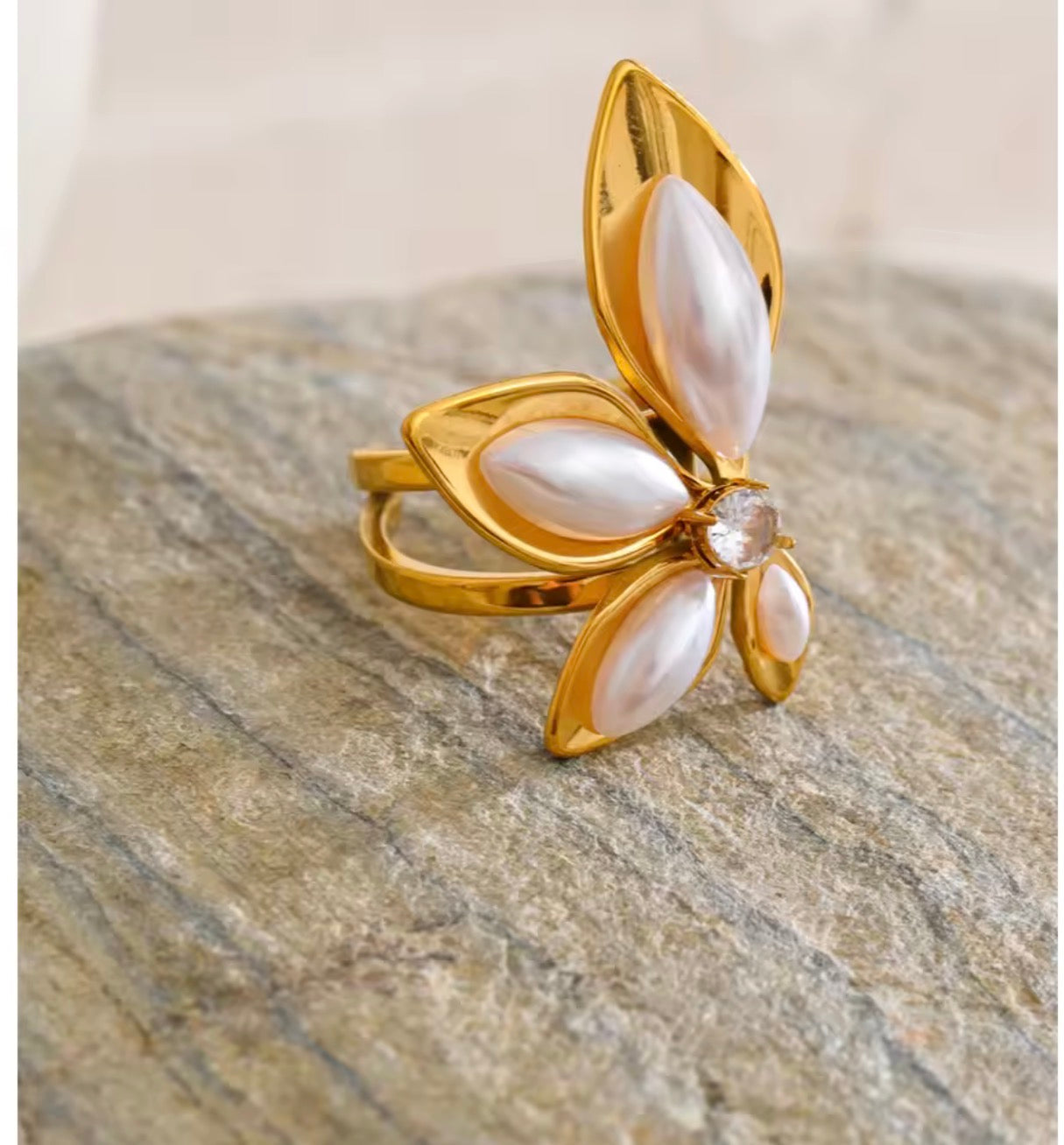 Blume Perlen Ring