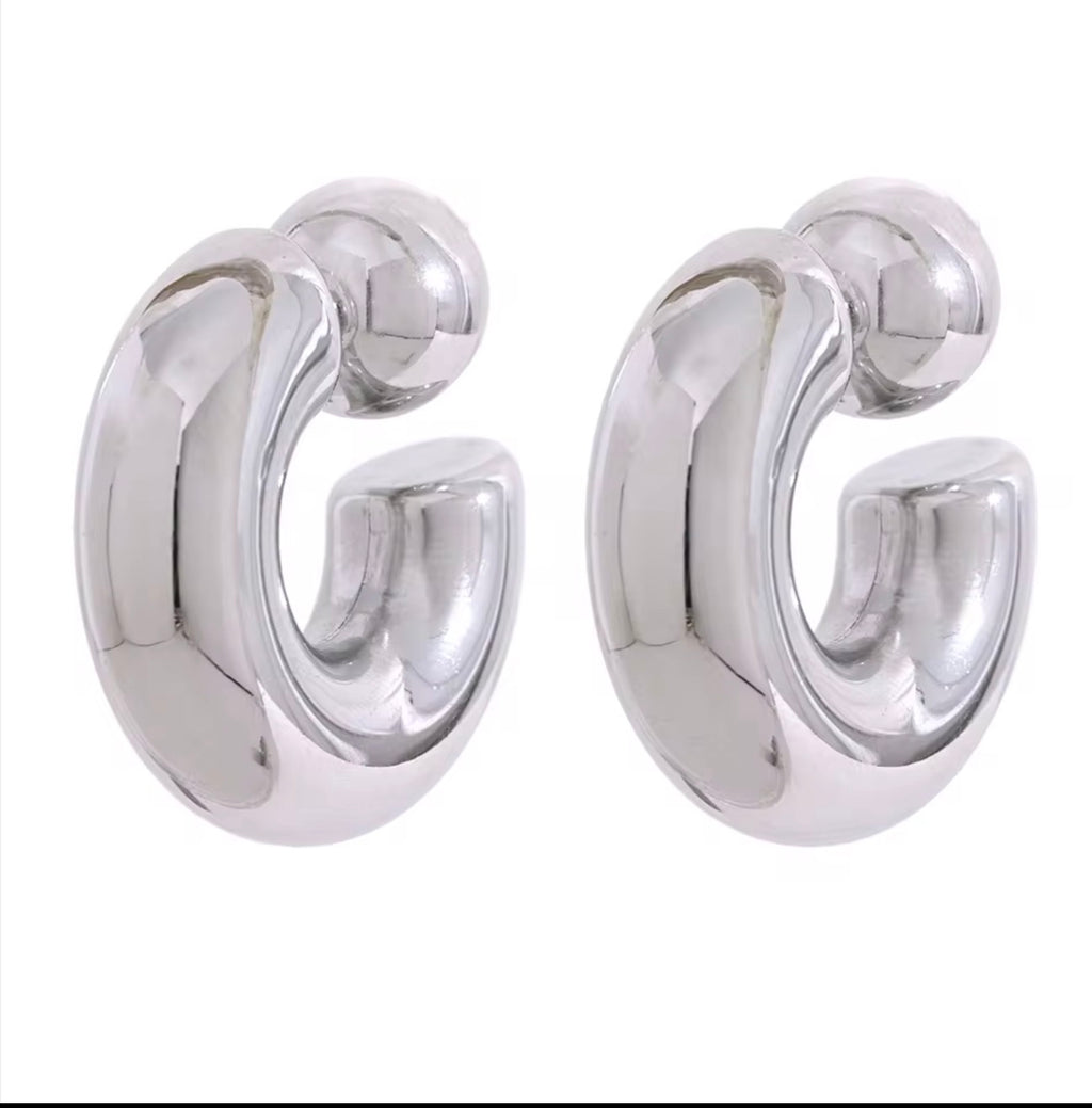 Edelstahl C-Form Ohrringe Schmuck