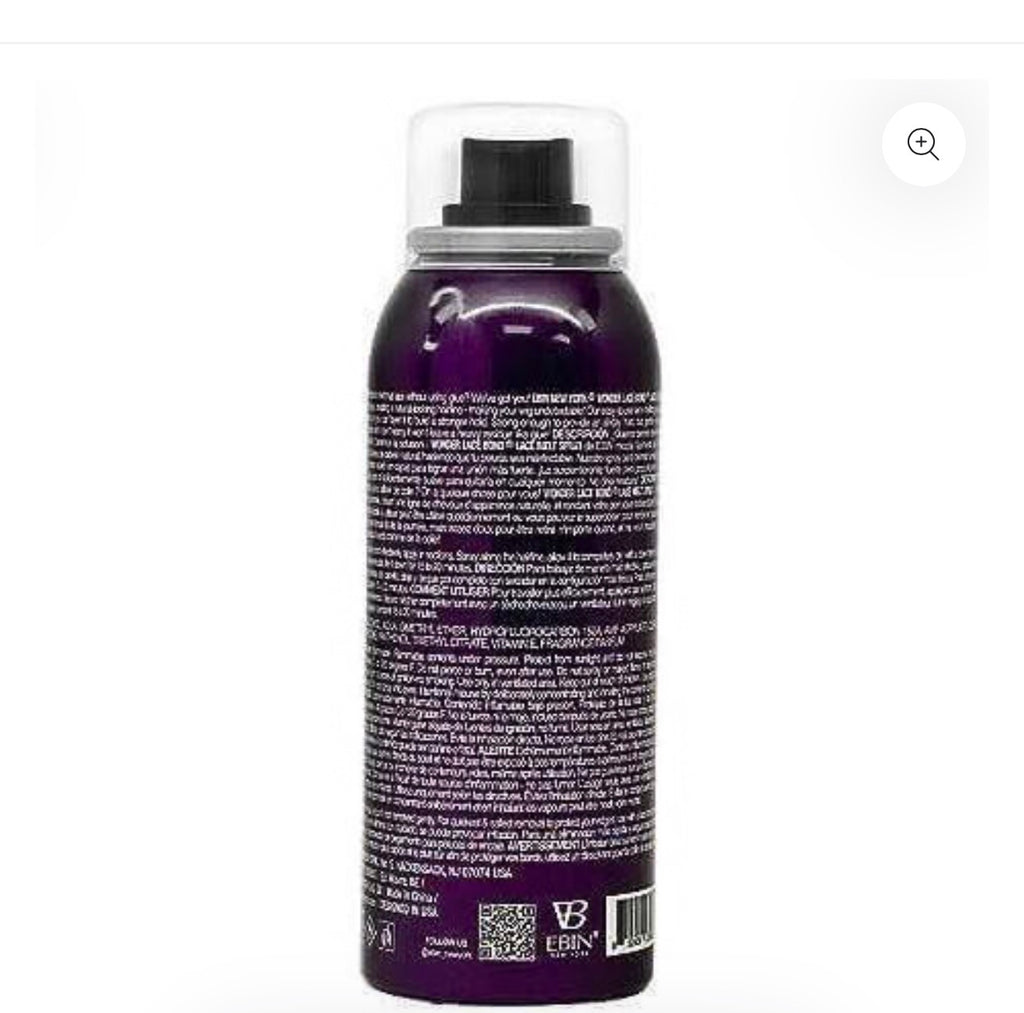 Ebin New York Wonder Lace
Bond Lace Melt Spray Silk
Protein/Keratin/Vitamin E 80ml
