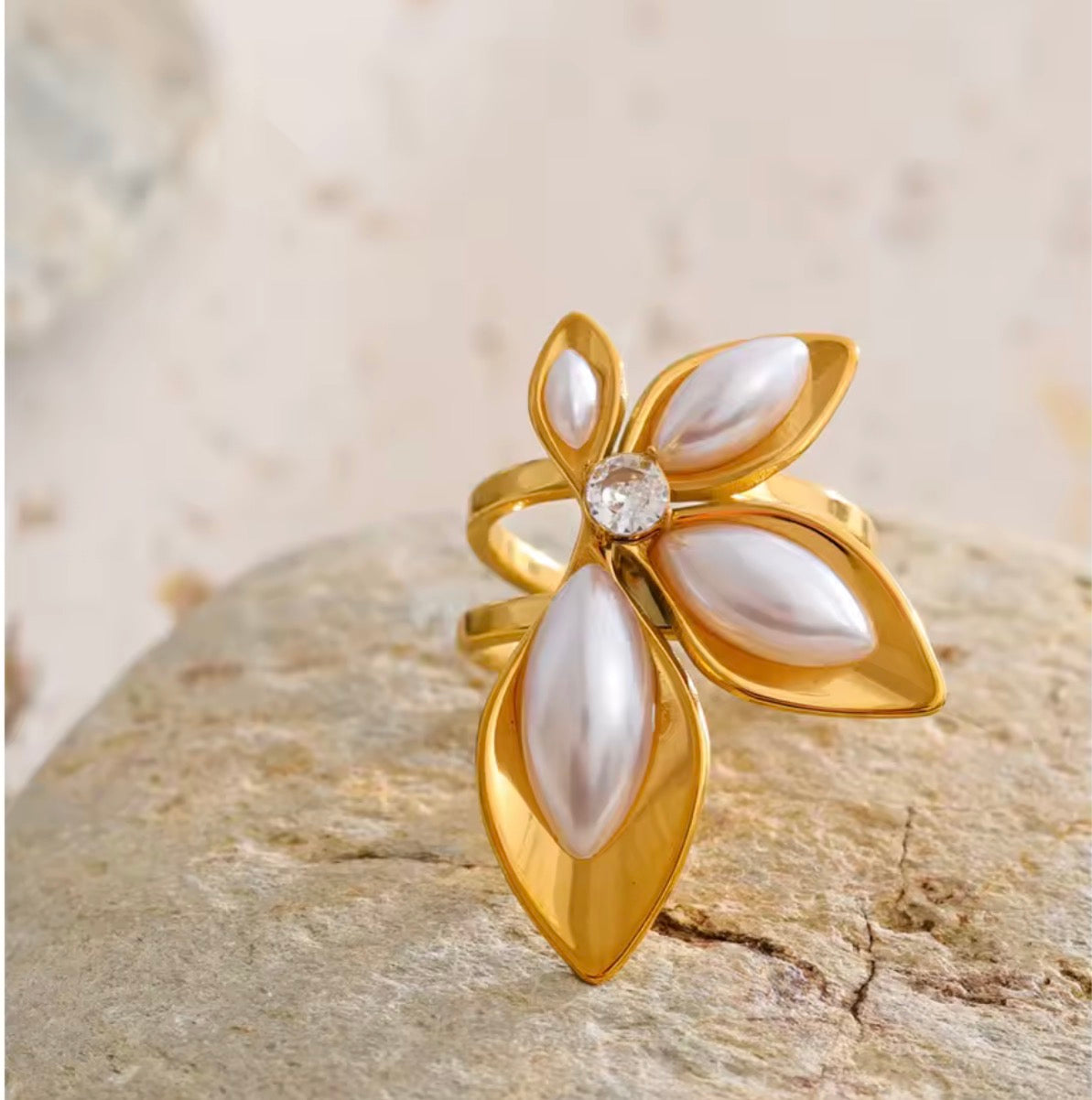 Blume Perlen Ring