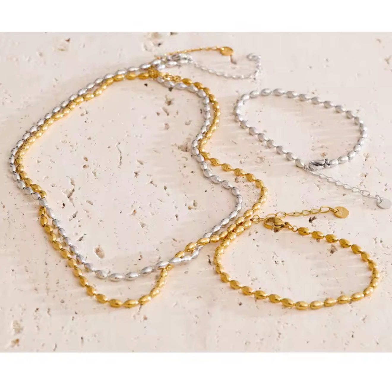 Perlen-Halskette-Armband-Set
