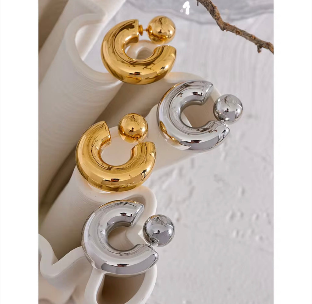 Edelstahl C-Form Ohrringe Schmuck
